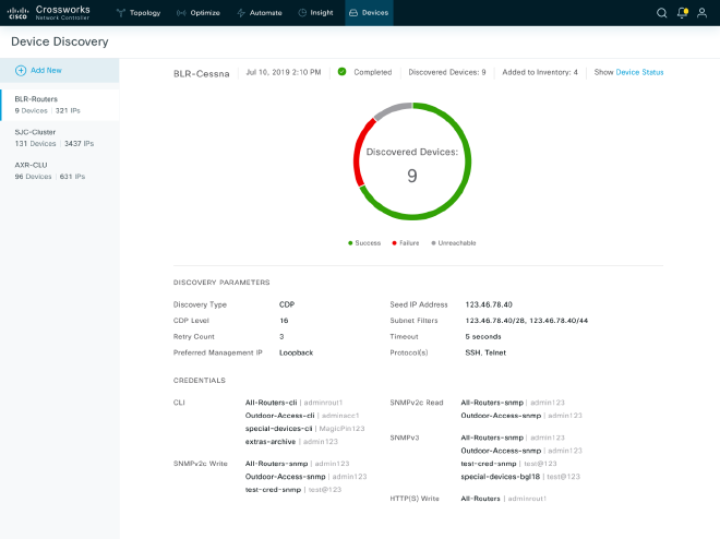 Auto-discovered device notification interface
