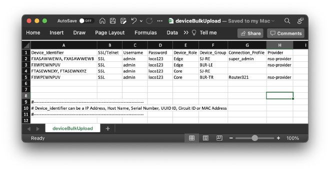 Redesigned CSV template with 8 required fields